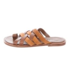 Vince Brown Leather Colorblock Sandals Sz 7 NEW